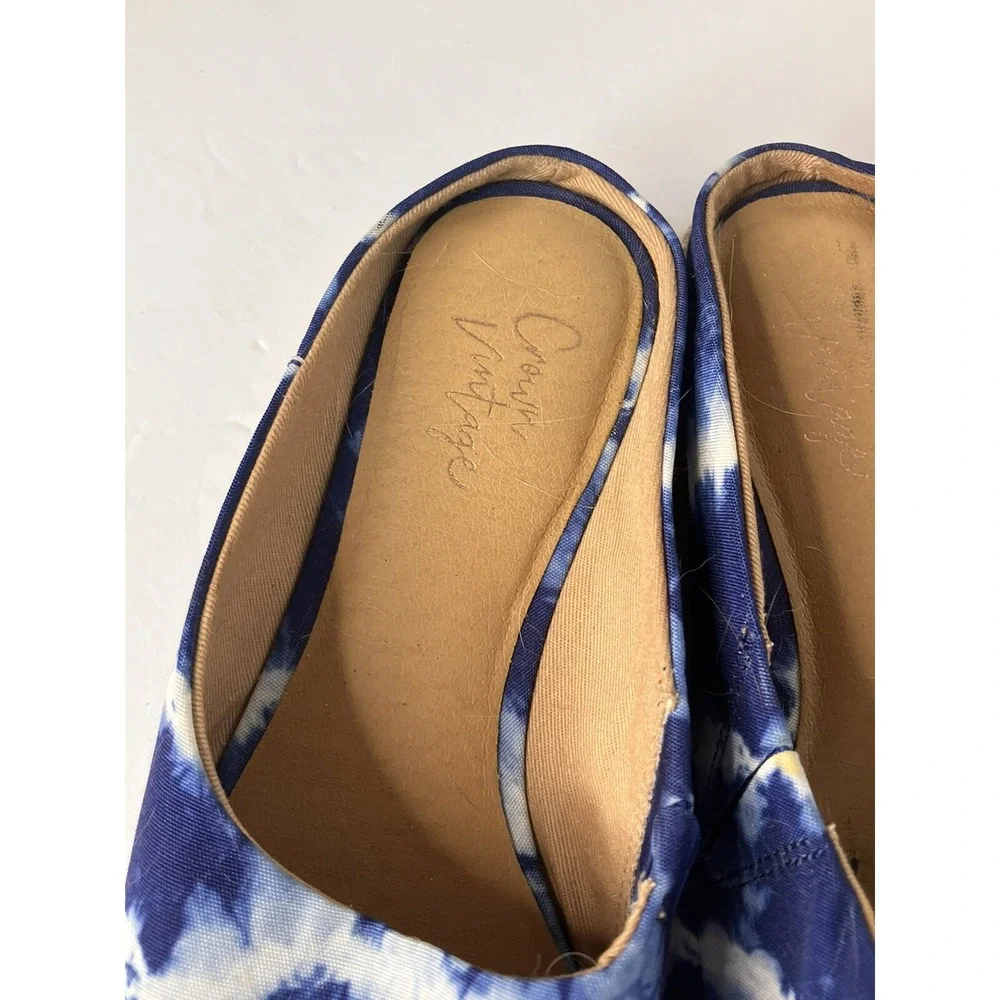 Crown Vintage Shoes  Sz 7 Blue Flat‎ espadrilles Tie Dye Mule